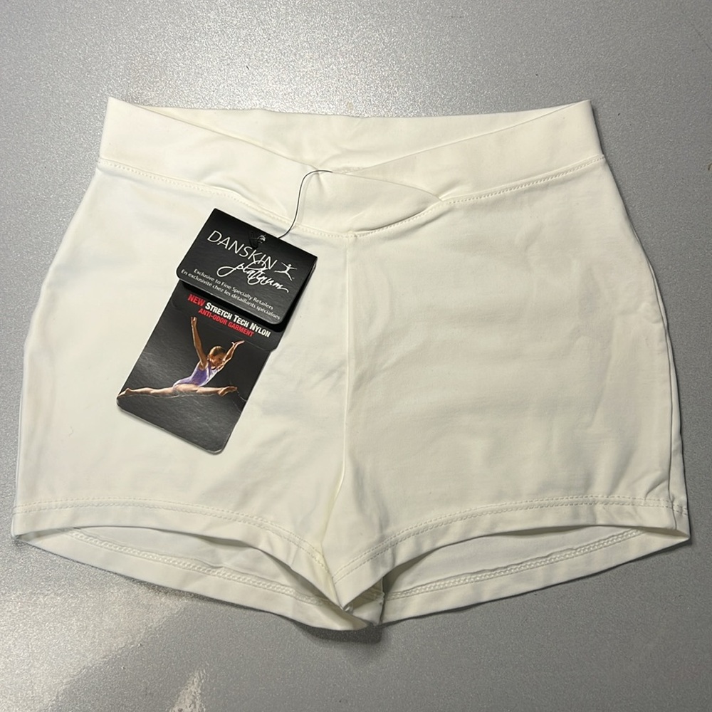 Danskin Matte Spandex Dance Shorts—White 6X—NWT